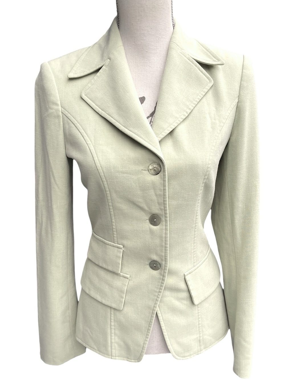 Vintage Jacqueline Conoir Celery Green Tailored Blazer (4)